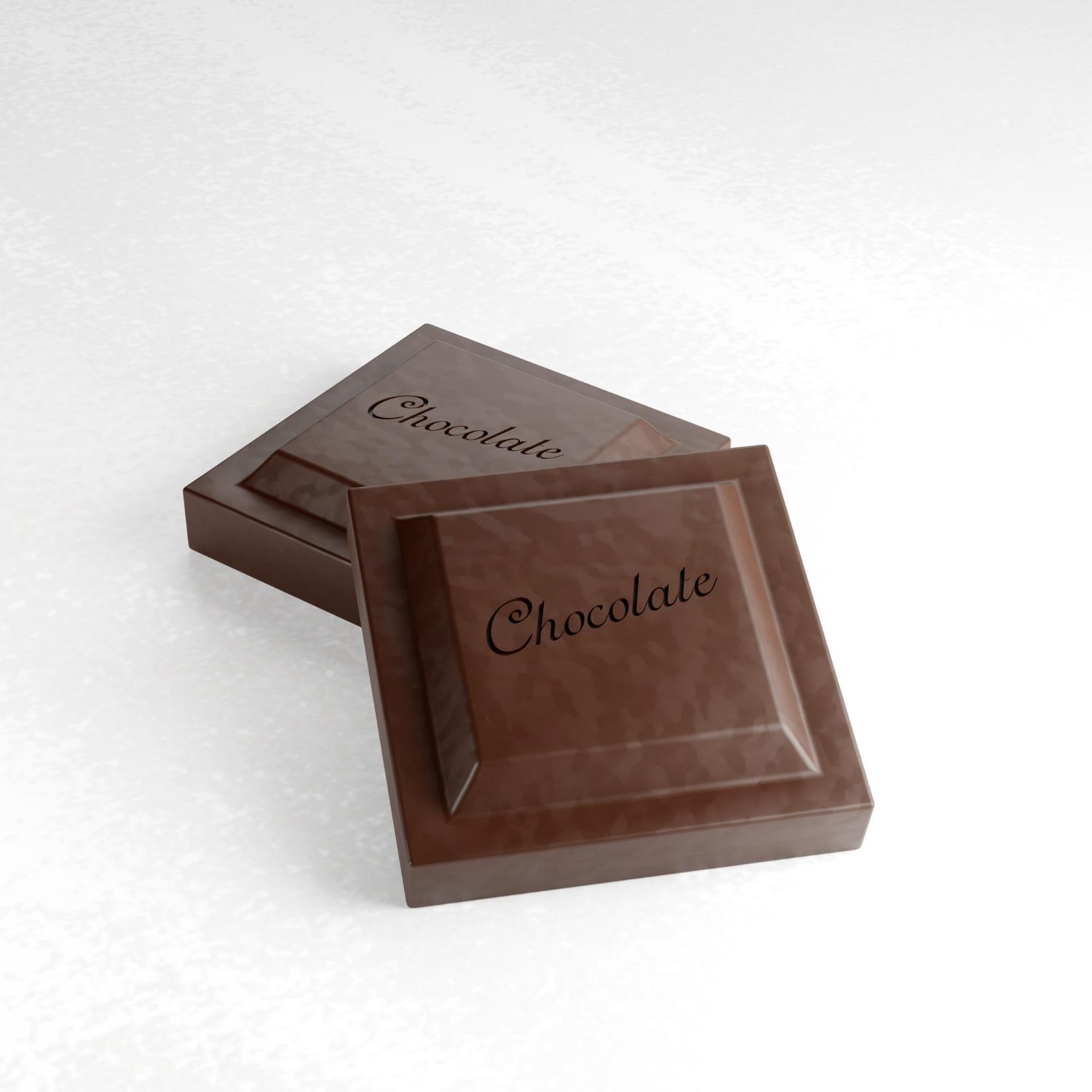 3d-rendering-dark-chocolate-bar-closeup-white-marble-background